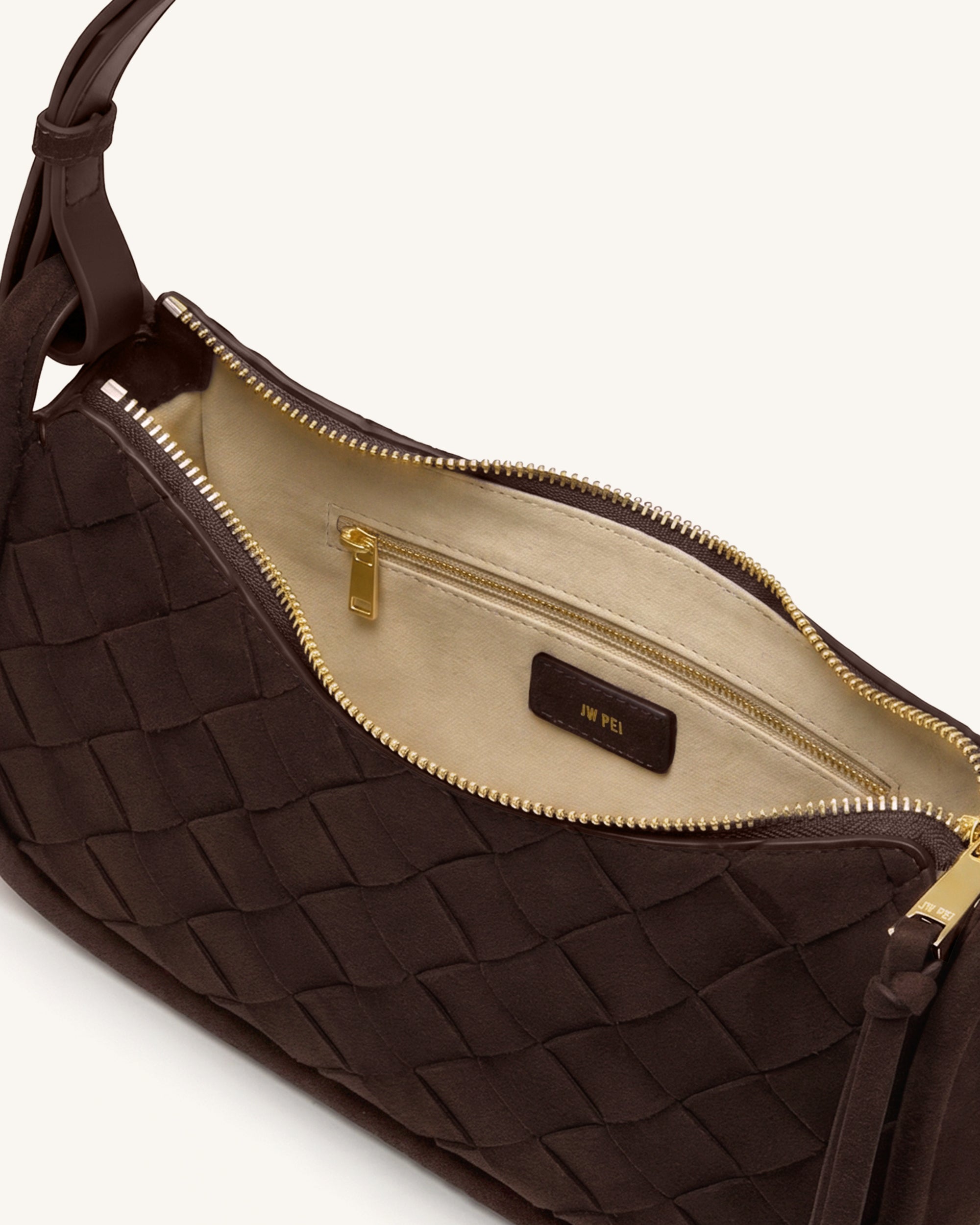 Zirelle Woven Faux Suede Hobo Bag - Brown - Image 4