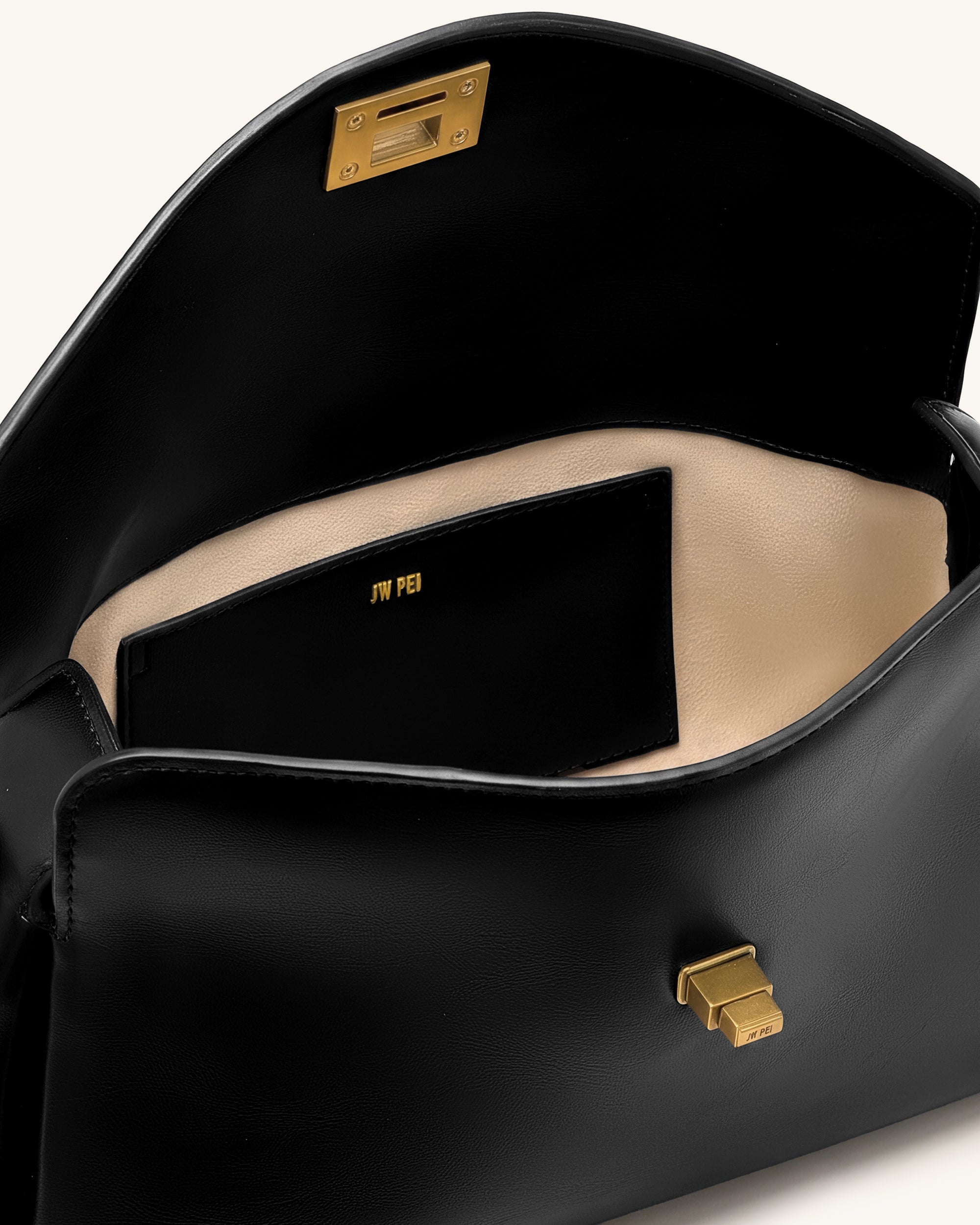 Lucia Asymmetric Flap Shoulder Bag - Black - Image 4