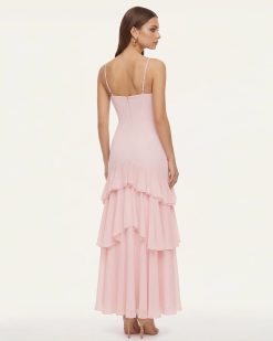 Alternative view of Orchid Embroidered Ruffled One-Shoulder Maxi Dress - Blush Pink
