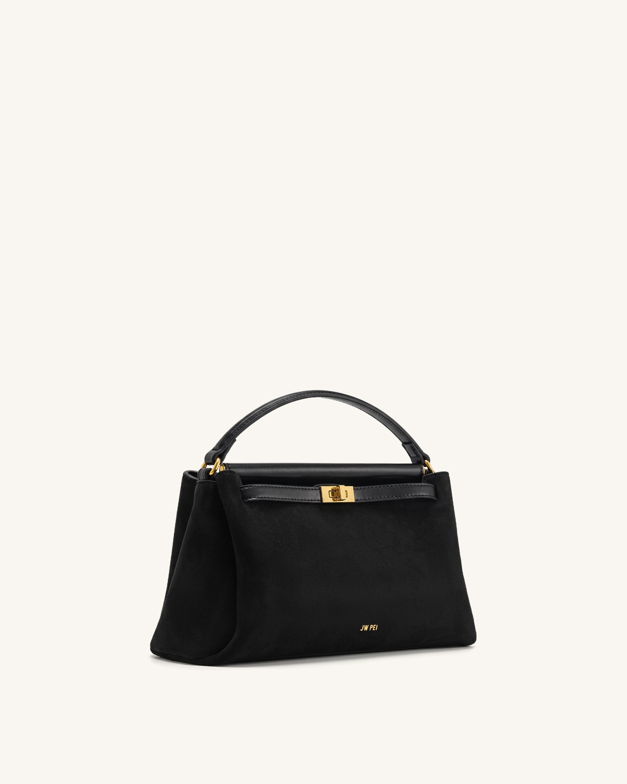 Carmen Faux Suede Top Handle Bag - Black - Image 2