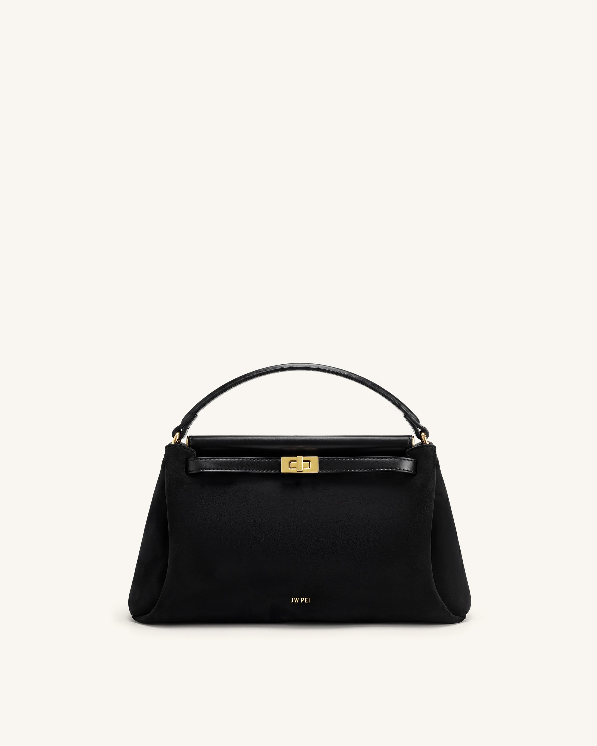 Carmen Faux Suede Top Handle Bag - Black