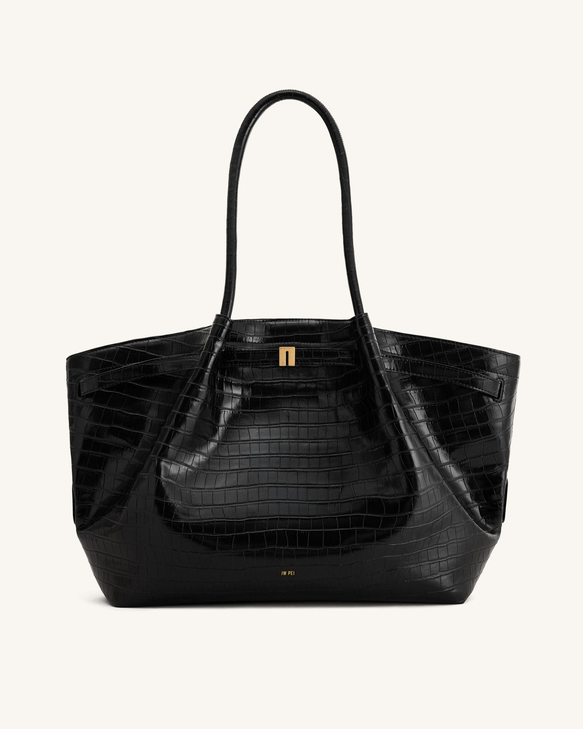 Hana Large Tote Bag - Black Croc - Image 2