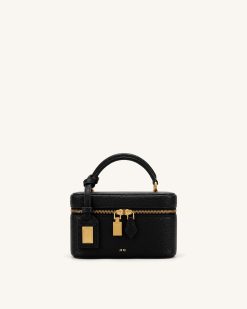 Cleo Box Shape Top Handle Bag - Ink Black