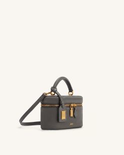 Alternative view of Cleo Faux Suede Box Shape Top Handle Bag - Dark Gray