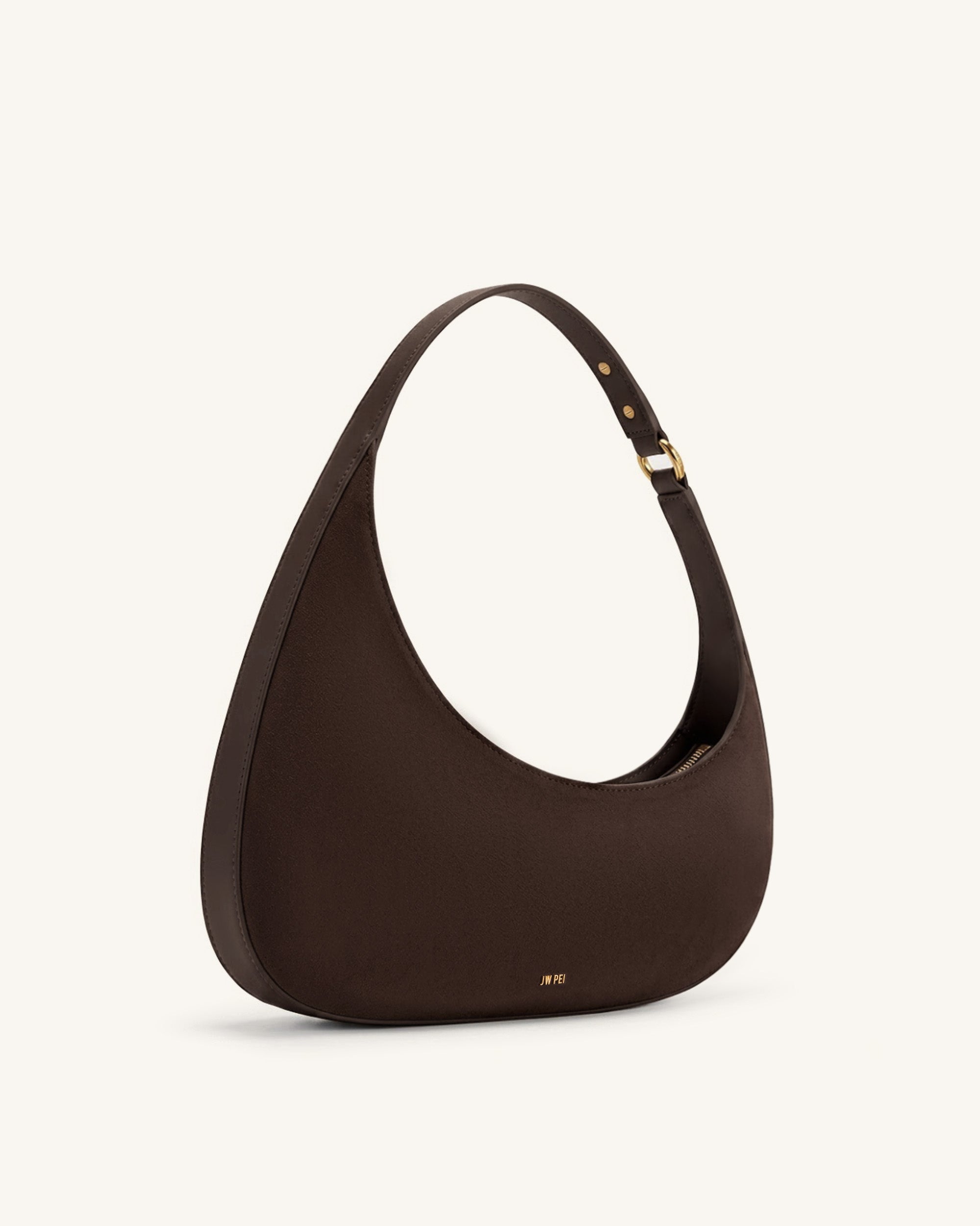 Harlee Faux Suede Shoulder Bag - Dark Brown - Image 2