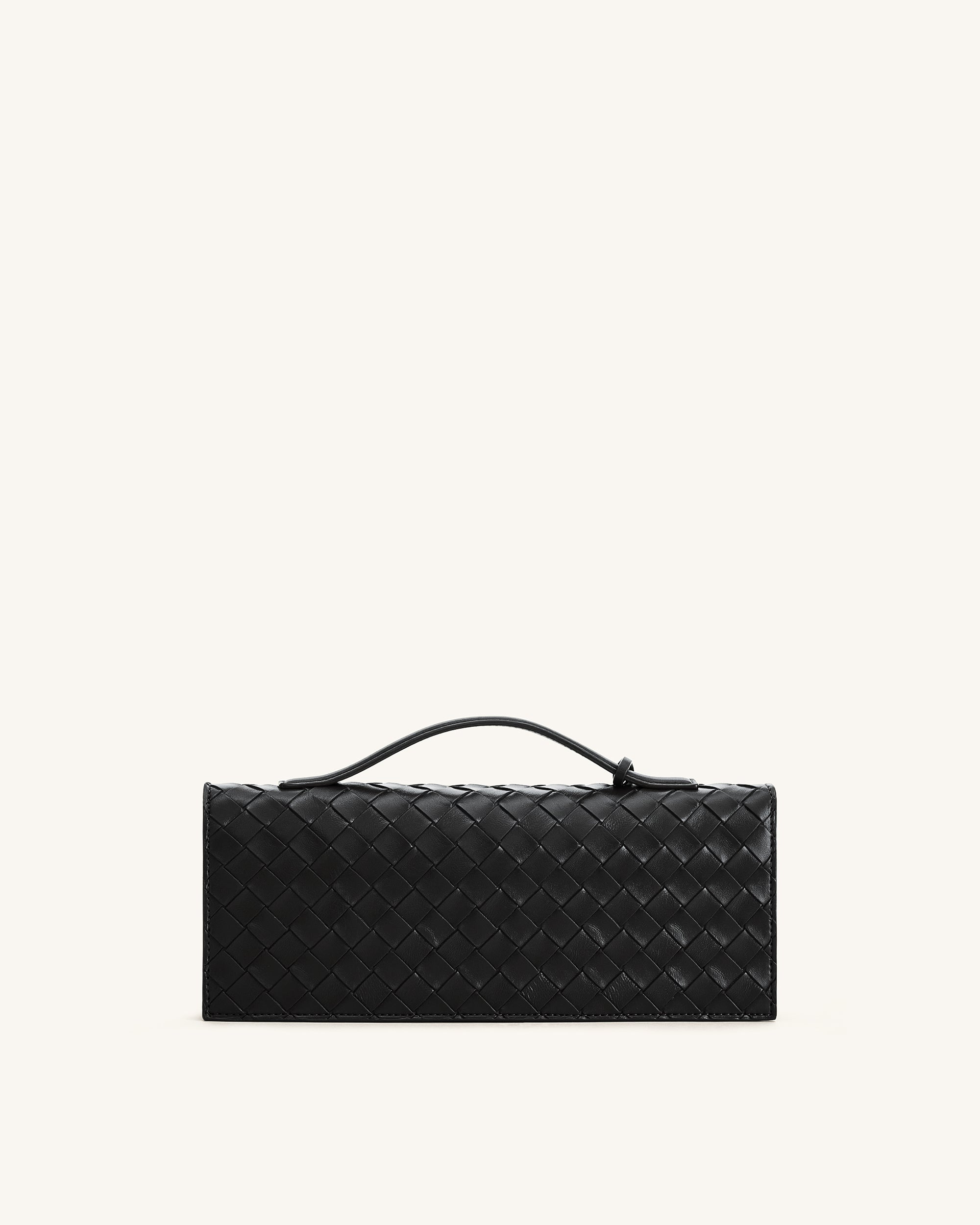 Celeste Woven Textured Envelope Top Handle Bag - Black - Image 3