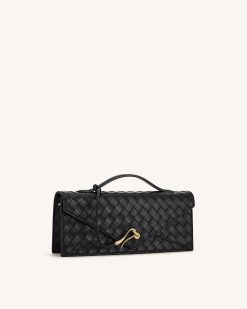 Alternative view of Celeste Woven Textured Envelope Top Handle Bag - Black
