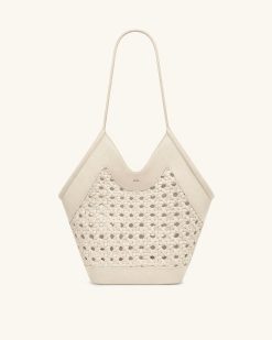 Alternative view of Maribel Woven Panel Tote Bag - Ivory