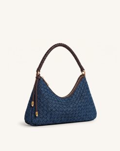 Alternative view of Lorena Woven Denim Shoulder Bag - Dark Blue