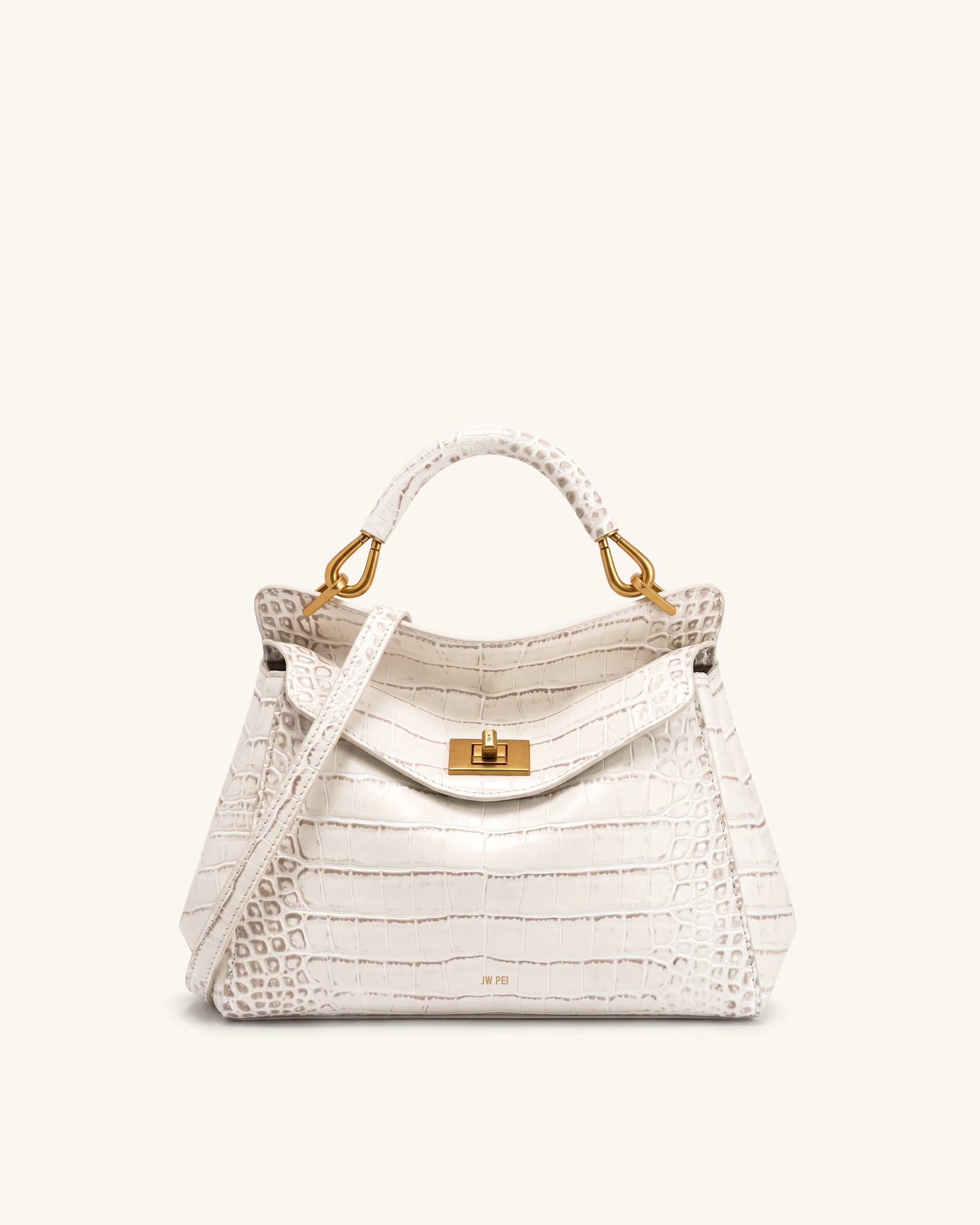 Lucia Classic Top Handle Bag - Off White Croc