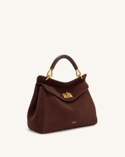 Alternative view of Lucia Classic Faux Suede Top Handle Bag - Dark Brown