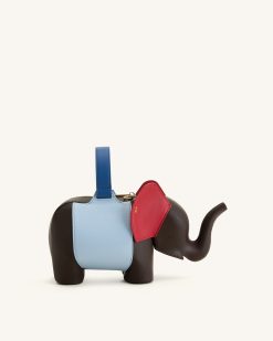 Claire Elephant Shaped Handbag - Dark Brown/Blue