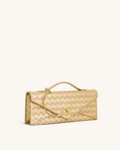 Alternative view of Celeste Woven Textured Envelope Top Handle Bag - Champagne Gold