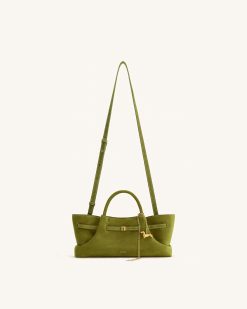 Alternative view of Maeve Dachshund Metal Charm Faux Suede Tote Bag - Olive Green