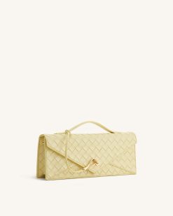 Alternative view of Celeste Woven Textured Envelope Top Handle Bag - Yellow