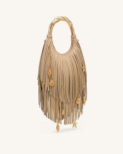 Alternative view of Chloe Metal Handle Fringe Top Handbag - Khaki
