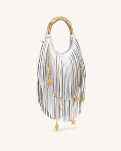Alternative view of Chloe Metal Handle Fringe Top Handbag - Silver
