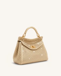 Alternative view of Lucia Classic Artificial Crystal Top Handle Bag - Champagne