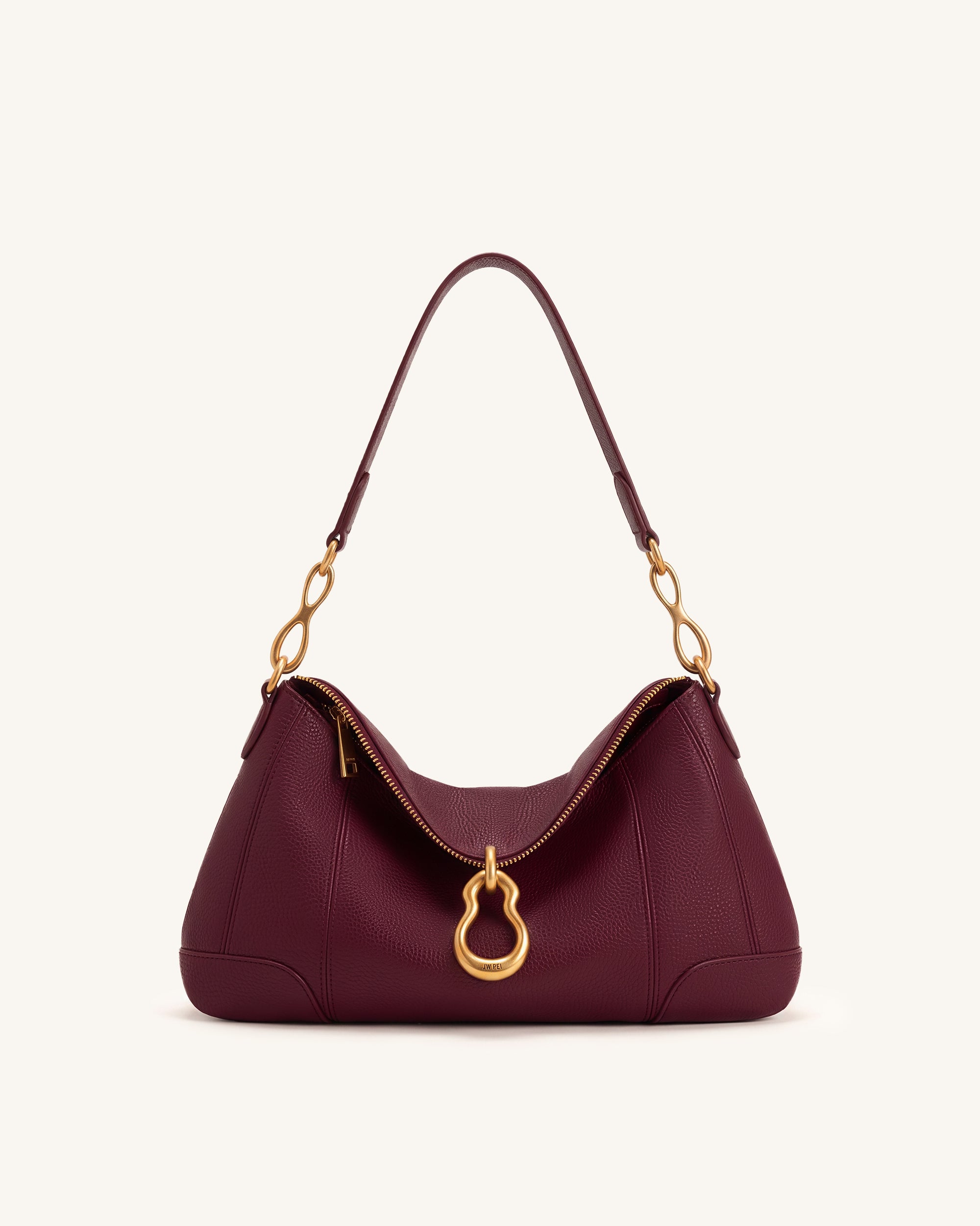Jayla Metal Pendant Embellished Shoulder Bag - Burgundy