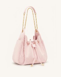 Alternative view of Rowan Faux Suede Quilted Chain Bucket Bag - Pink