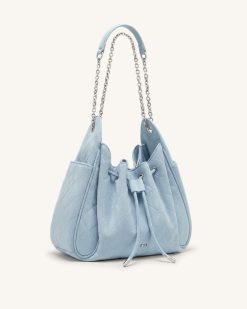 Alternative view of Rowan Faux Suede Quilted Chain Bucket Bag - Blue