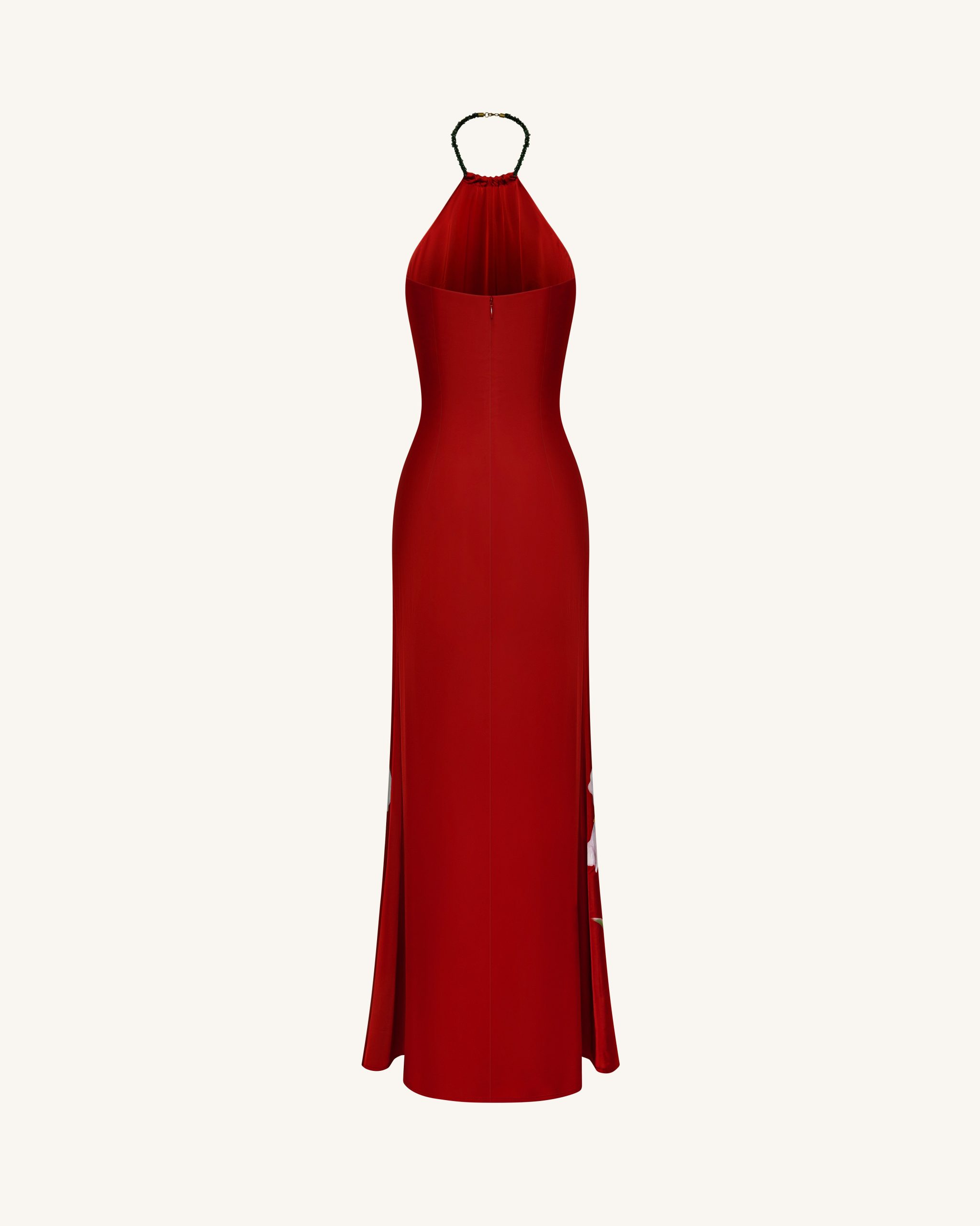 Iris Floral Print Halter Maxi Dress - Ruby - Image 4