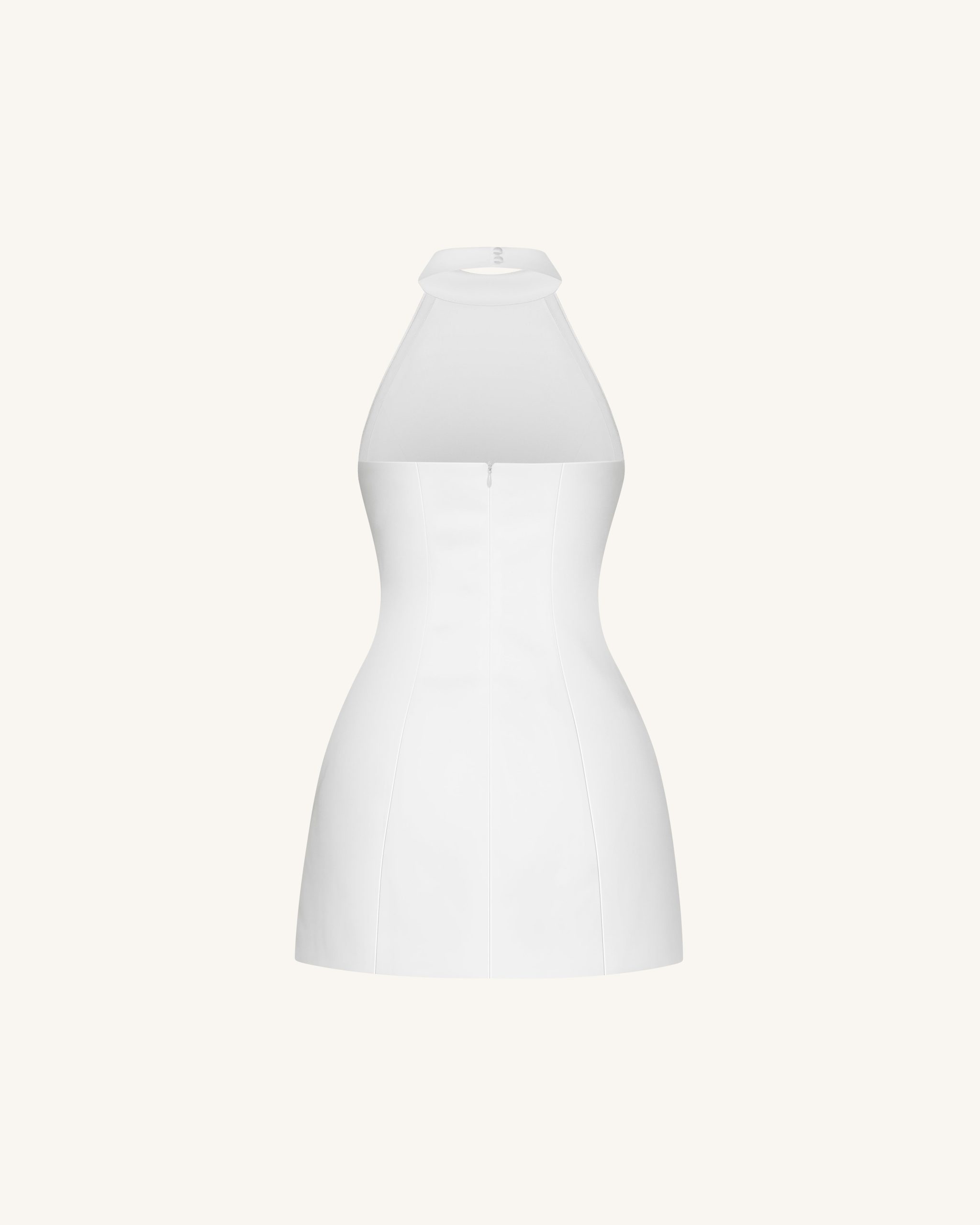 3D Floral Halter Mini Dress - White - Image 4