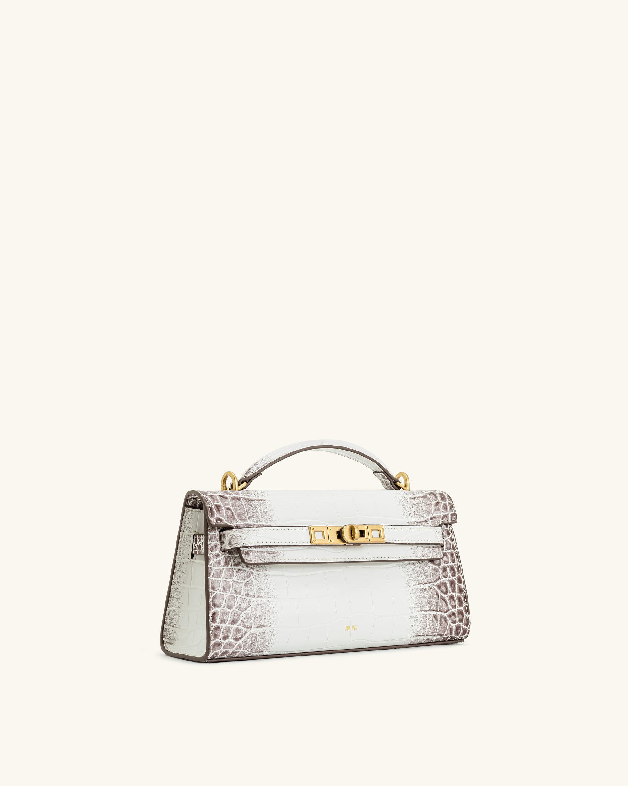 Noor Top Handle Bag - White Croc - Image 2