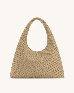 Laura Woven Shoulder Bag - Beige