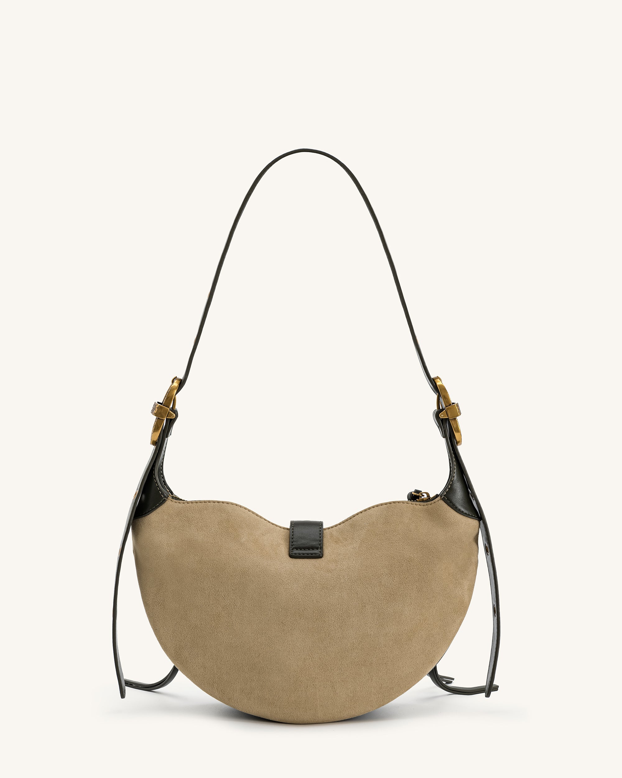 Tessa Faux Suede Studded Shoulder Bag - Khaki Green - Image 3