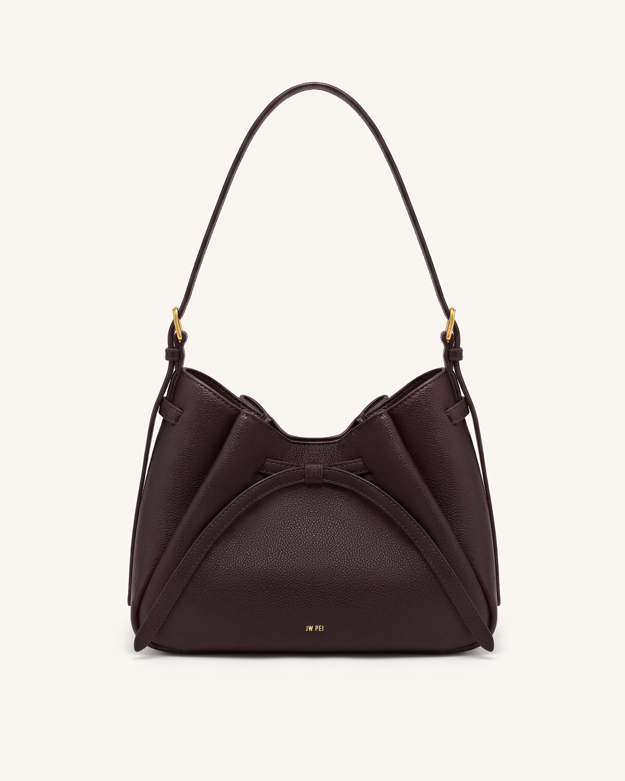 Mabel Soft Bow Shoulder Bag - Dark Brown
