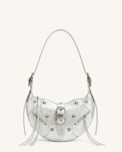 Tessa Studded Shoulder Bag - Silver Grey