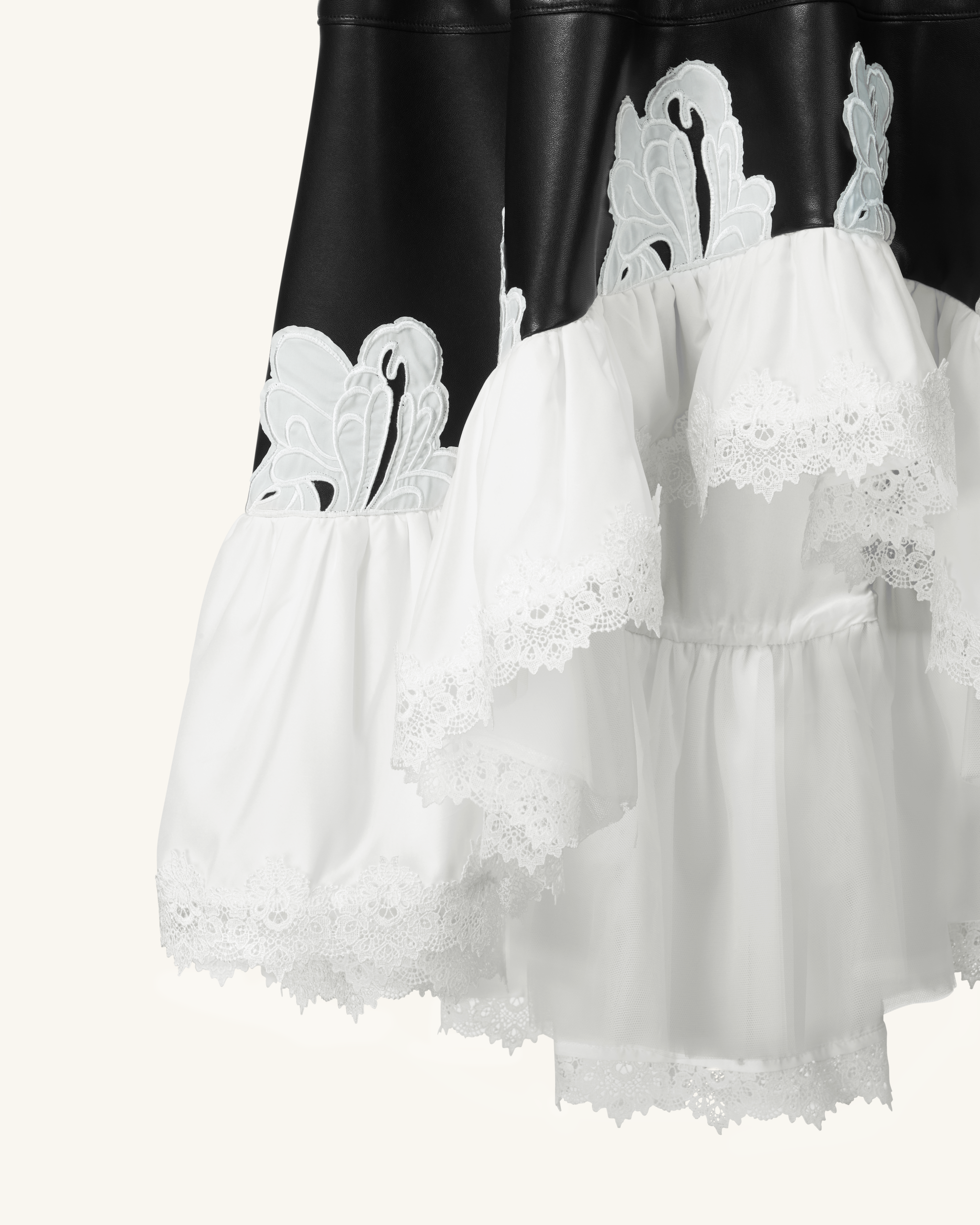 Zora Lace Trim Leather Dress - Black - Image 5