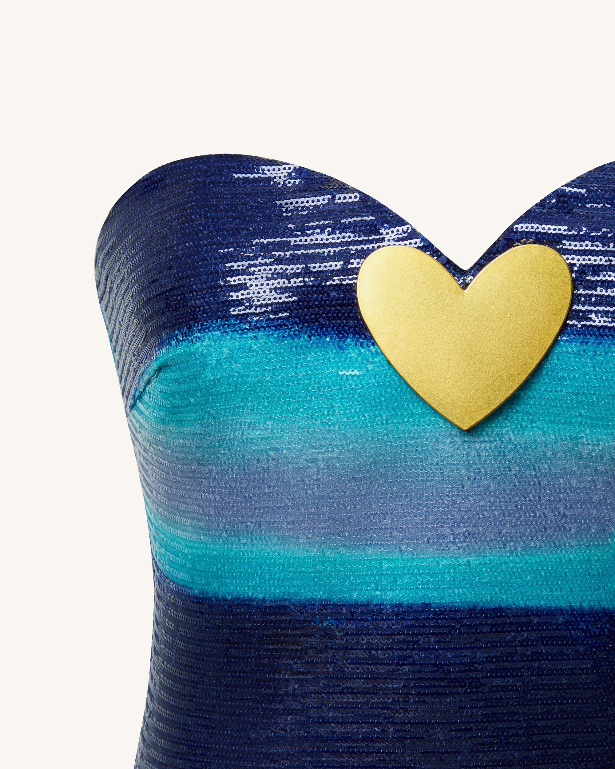 Olivia Metallic Heart Sequin Dress - Blue/Orange - Image 5