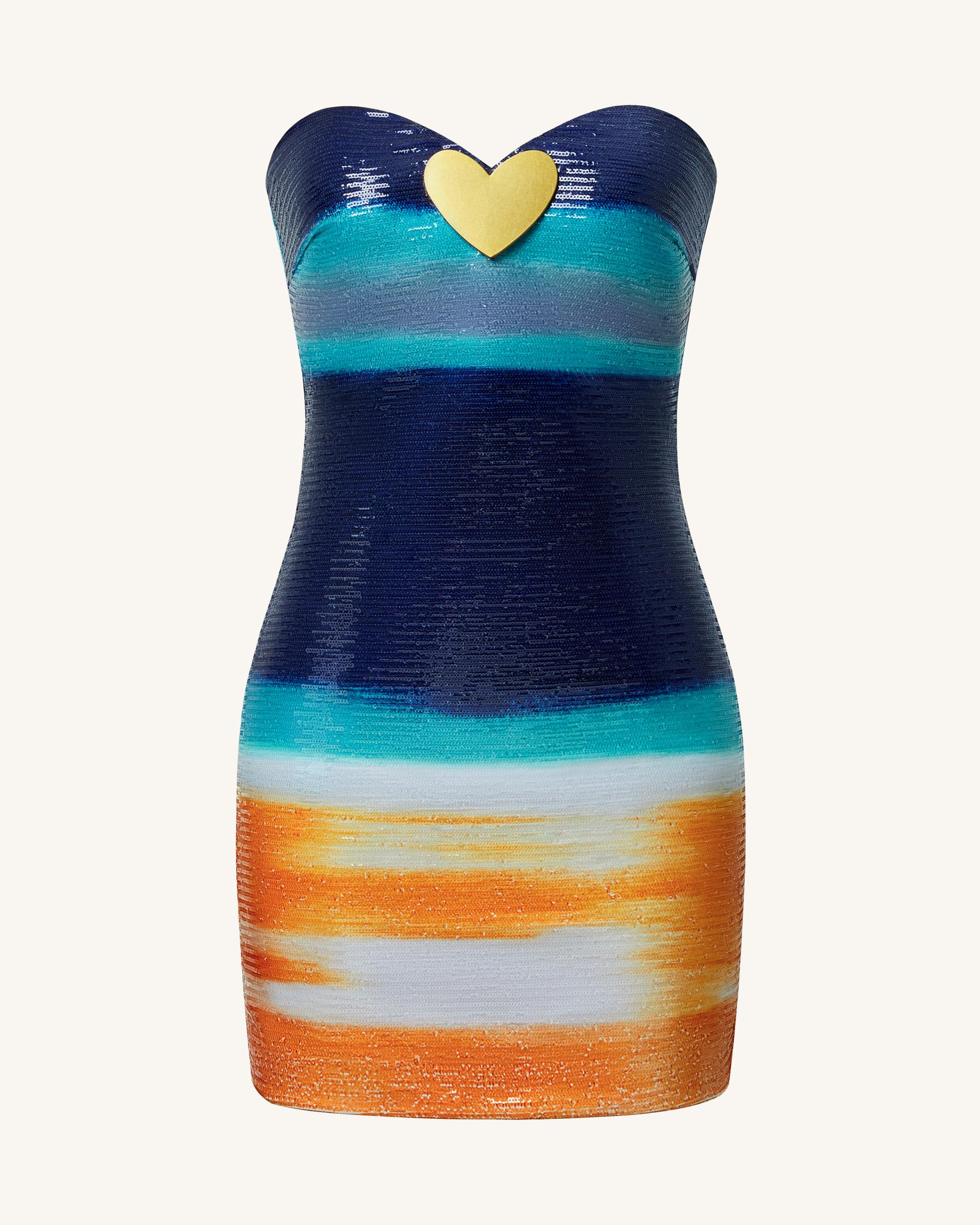 Olivia Metallic Heart Sequin Dress - Blue/Orange - Image 2