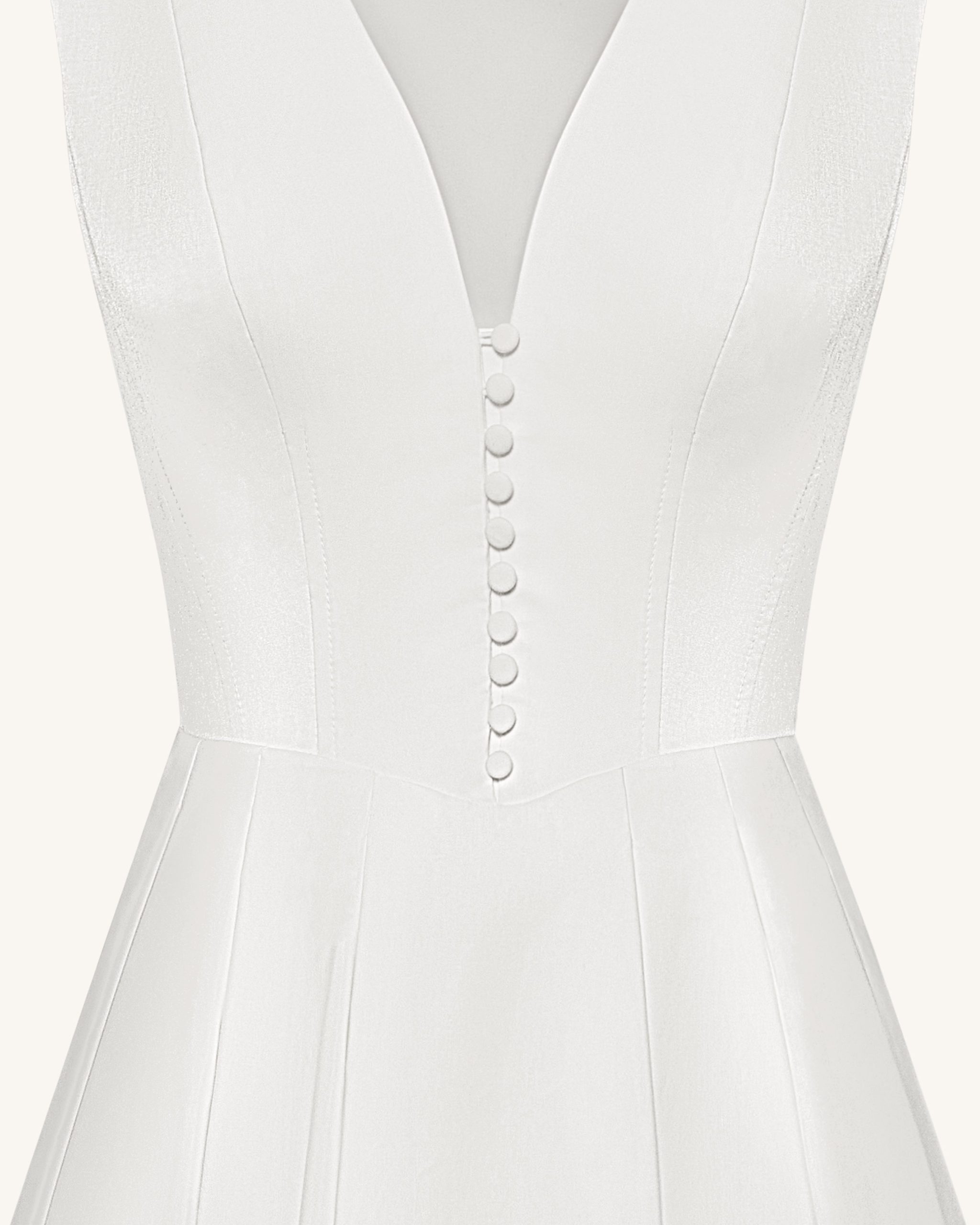 Front V-Neck Pleated Midi Dress - White - Image 7