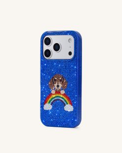 Alternative view of Rainbow Dog Artificial Crystal Phone Case - Blue