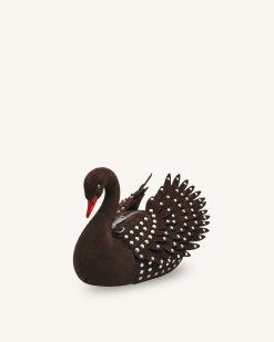 Alani Faux Suede Swan Shaped Crossbody Bag - Deep Brown