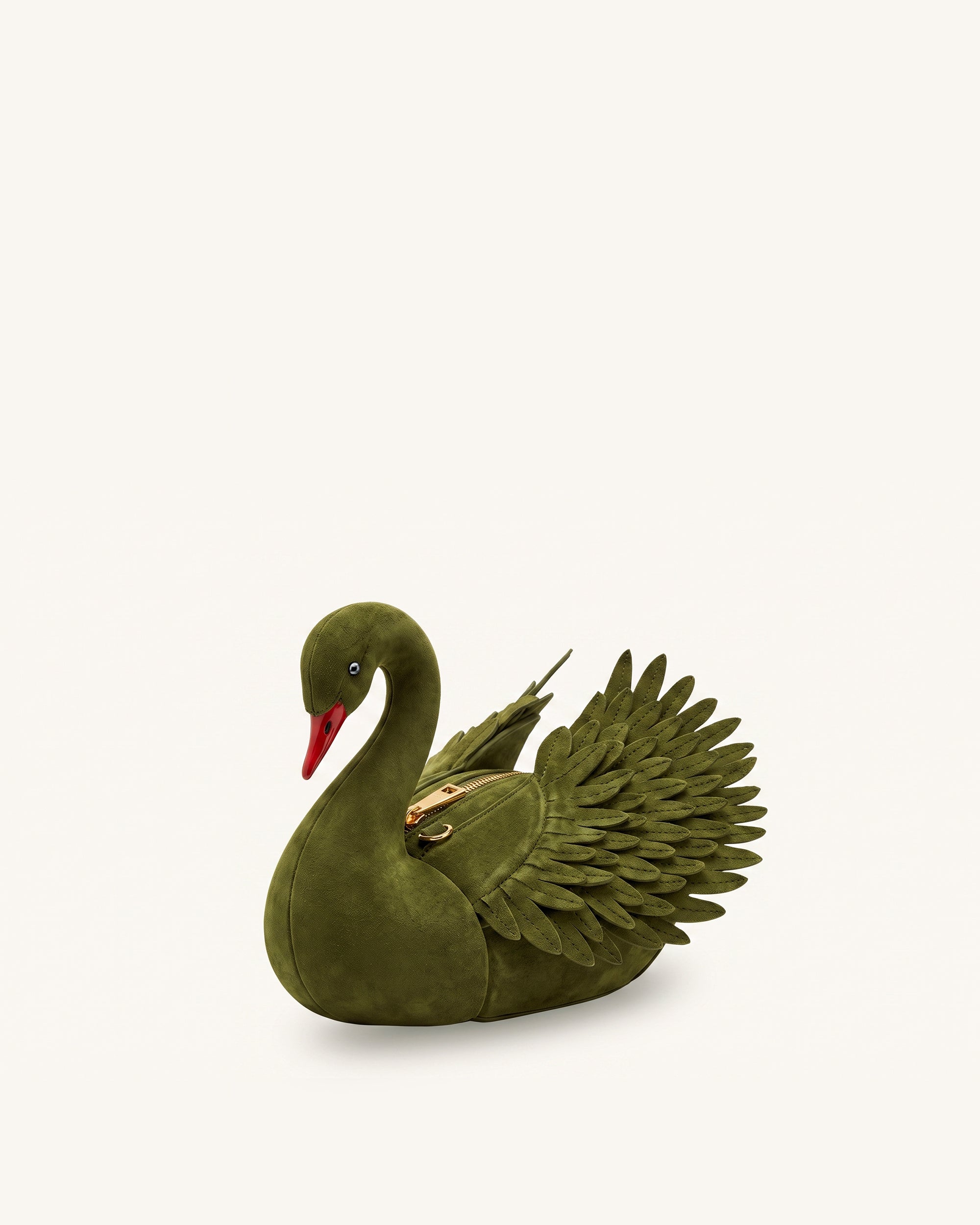 Alani Faux Suede Swan Shaped Crossbody Bag - Olive Green