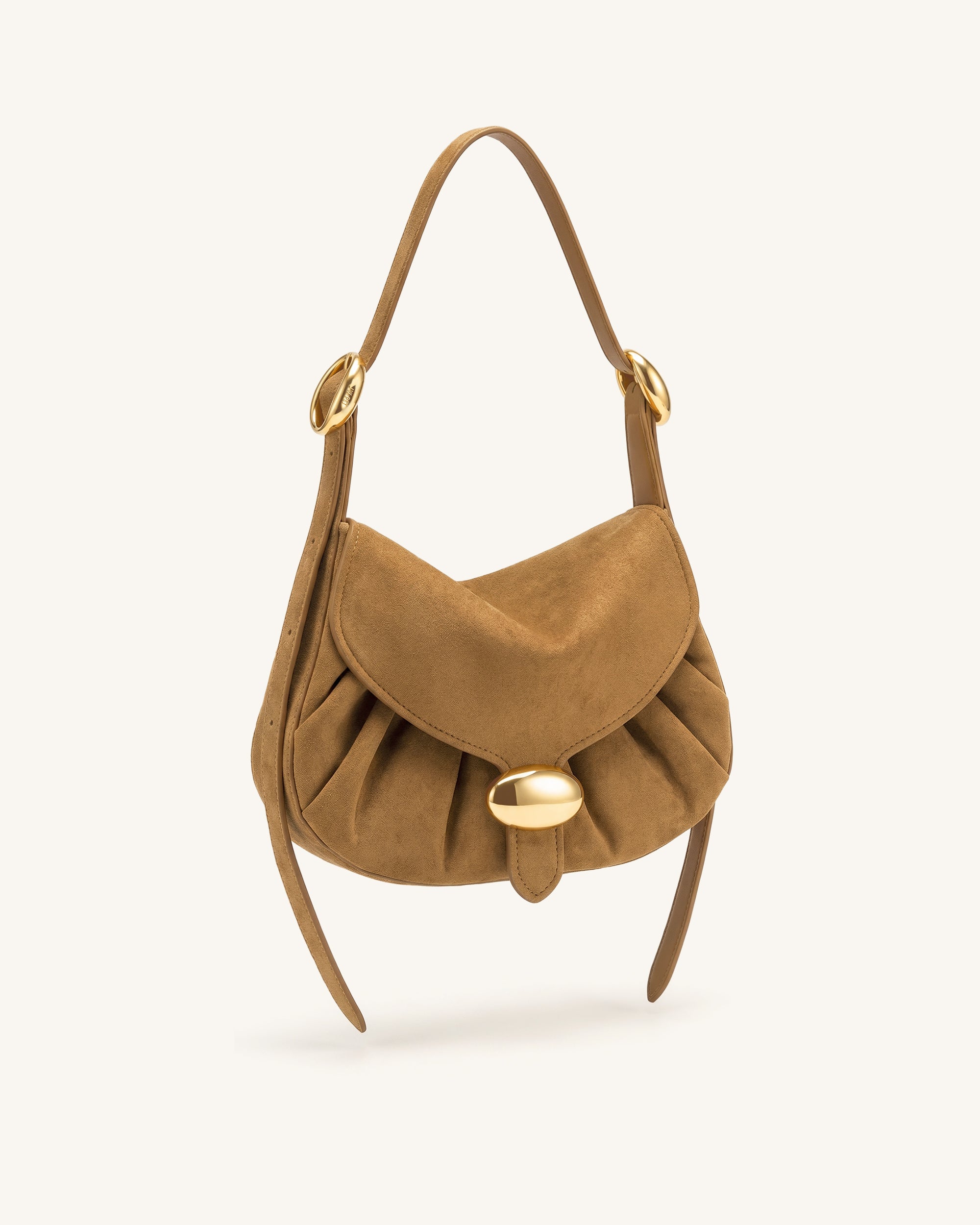 Avery Faux Suede Draped Hobo Bag - Camel - Image 2