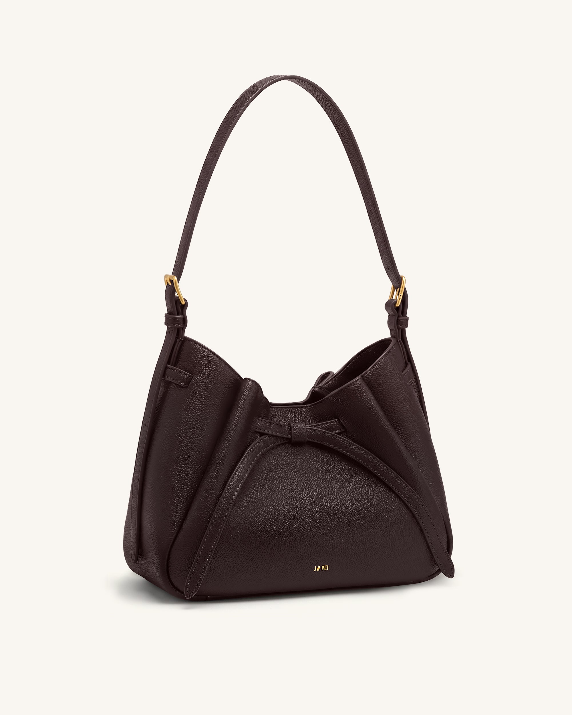 Mabel Soft Bow Shoulder Bag - Dark Brown - Image 2