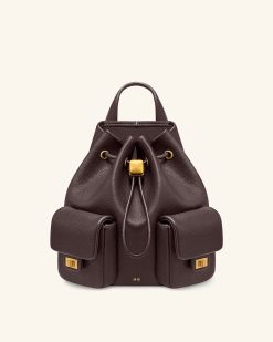 Avery Pebbled Drawstring Utility Backpack – Dark Brown