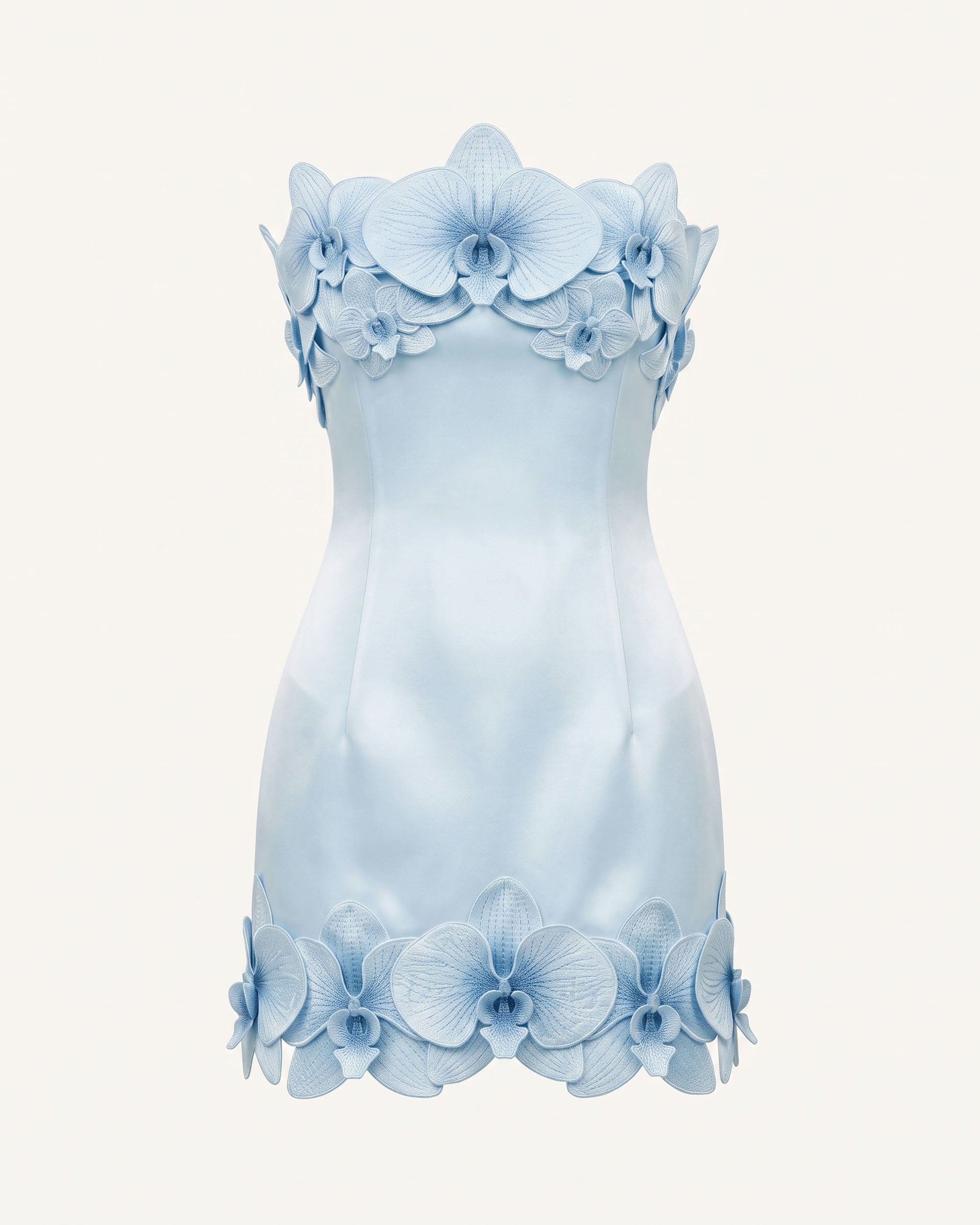 Orchid Trim Strapless Mini Dress - Blue - Image 2